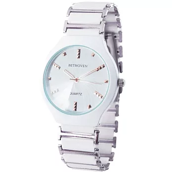 【BETHOVEN】時尚設計款-2017G甜心馬卡龍造型錶-玫瑰金釘(白色)