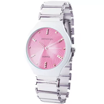 【BETHOVEN】時尚設計款-2017G甜心馬卡龍造型錶-玫瑰金釘(草莓粉)