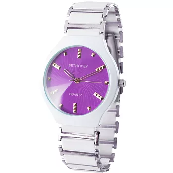 【BETHOVEN】時尚設計款-2017G甜心馬卡龍造型錶-玫瑰金釘(紫羅蘭)