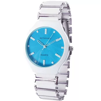 【BETHOVEN】時尚設計款-2017G甜心馬卡龍造型錶-白釘(淺藍色)