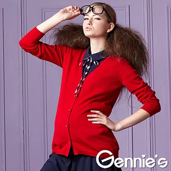 【Gennie’s奇妮】百搭棉質針織孕婦外套(GS201)M紅