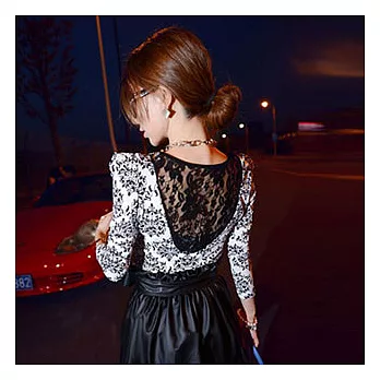 EOWYN。巴羅克印花甜美泡泡袖蕾絲美背修身T恤(現+預)花色M