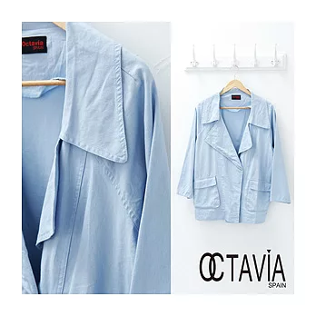 【OCTAVIA COLOR】大西裝 寬版男朋友雙領風衣外套 - 撒嬌藍
