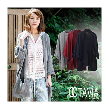【OCTAVIA COLOR】思念 蝙蝠寬袖長版針織罩衫 - 共三色告白藍