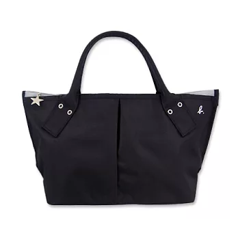 agnes b.皺折三層水餃包--黑+黑