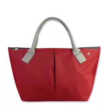 agnes b.皺折三層水餃包--紅+灰