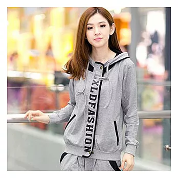 EOWYN。修身開衫外套休閒連帽運動服套裝(現+預)灰色