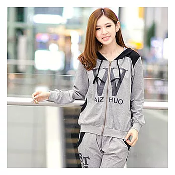 EOWYN。修身開衫外套休閒連帽運動服套裝(現+預)灰色