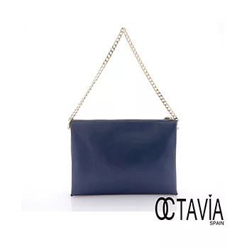 【Octavia 8 真皮】伊娜 真皮三層手拿鍊條包 - 渲海藍