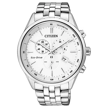 CITIZEN　滿足人生光動能三環日期腕錶(銀白)
