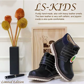 【LS-KIDS】 限量精品馬丁靴-黑(小牛皮)28黑