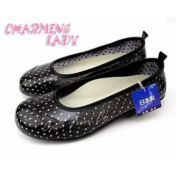 日本製【黑底銀水玉 娃娃雨鞋】防水防滑首選‧雨天必備S黑底銀水玉