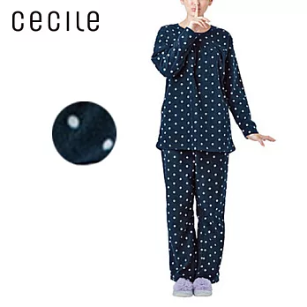 【cecile】日本熱賣多色活潑刷毛溫暖家居服M深藍