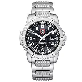 LUMINOX 雷明時 MARINER 水手系列鋼鍊腕錶-黑x銀時標/45mm