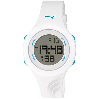 PUMA 倒數計時運動電子腕錶-藍字白