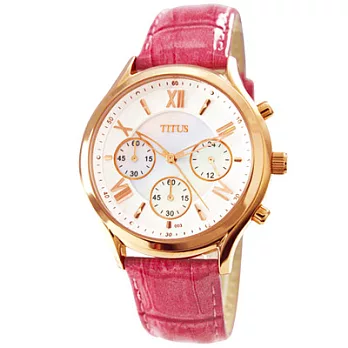 TITUS鐵達時　珍珠之光時尚典雅都會腕錶(粉紅)