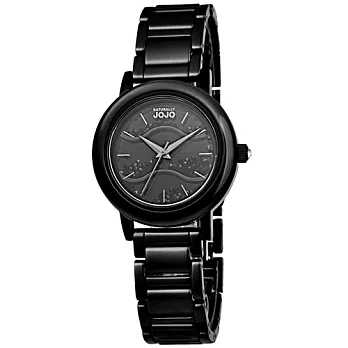 NATURALLY JOJO 愛情海晶鑽陶瓷時尚腕錶-黑/38mm