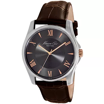 Kenneth Cole 羅馬風情時尚腕錶-鐵灰x玫瑰金/43mm鐵灰x玫瑰金