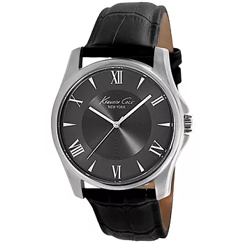 Kenneth Cole 羅馬風情時尚腕錶-鐵灰x銀/43mm鐵灰x銀