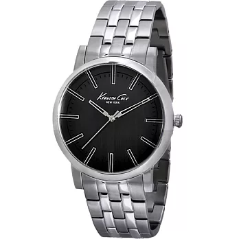 Kenneth Cole 簡約作風不鏽鋼時尚腕錶-黑/43mm