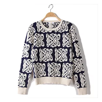 EOWYN。青花瓷圓領套頭針織衫(預購)黑色