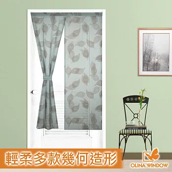 京華逸品系列《歐麗娜窗飾》飄葉禪情薄紗長門簾 藍咖色 90cm×150cm無藍咖色