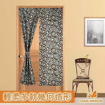 京華逸品系列《歐麗娜窗飾》冥想空間長門簾 咖啡底藍色螺紋 90cm×150cm無 咖啡底藍色螺紋