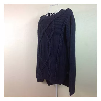 EOWYN。潮流麻花紋中長休閒針織衫(預購)藍色