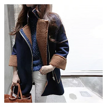 EOWYN。毛呢羊羔絨牛仔大衣秋冬新款外套(預購)單一色