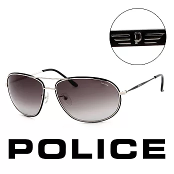 【Police】義大利 警察 復古時尚銀框造型太陽眼鏡(銀) POS86370K07銀色