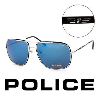 【Police】義大利 警察 復古時尚經典藍造型太陽眼鏡(銀) POS8638K07B銀色
