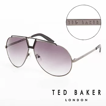 【TED BAKER 】倫敦 復古時尚皮革鏡腳造型太陽眼鏡(鐵灰) TB1238921鐵灰