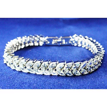 【Royal Crown】B-17 甜美精鑲閃耀葉型晶鑽手鍊 /氣質名媛必備(銀色)