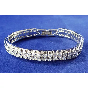 【Royal Crown】B-15 唯美精鑲閃耀雙排晶鑽手鍊 /氣質名媛必備(銀色)