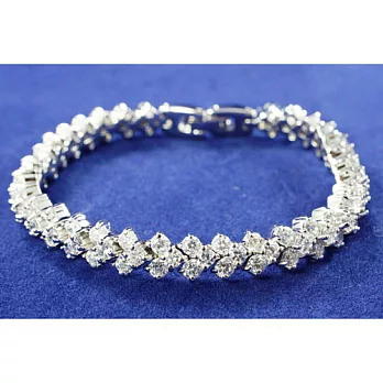 【Royal Crown】B-12 甜美精鑲閃耀愛心型晶鑽手鍊 /氣質名媛必備(銀色)