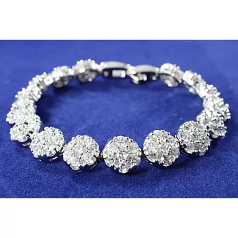 【Royal Crown】B-21 唯美精鑲閃耀花型晶鑽手鍊 /氣質名媛必備(銀色)