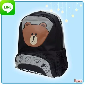 【LINE FRIENDS】㊣版授權 精緻護腰後背書包(三色)黑色熊大款