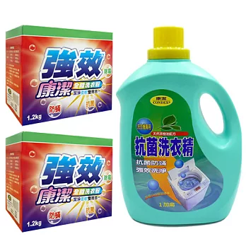 康潔 強效洗衣粉1200gx2盒+茶樹油抗菌洗衣精4000ml