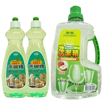 康潔 茶樹油洗潔精600mlx2瓶+補充瓶2800ml