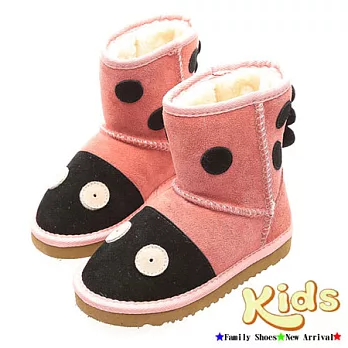 Kids可愛瓢蟲手工雪靴~粉色兒童款25粉色