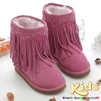 Kids冬季戀歌手工流蘇雪靴~粉色兒童款28粉色