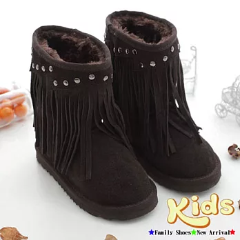 Kids冬季戀歌手工流蘇雪靴~咖色兒童款28咖色