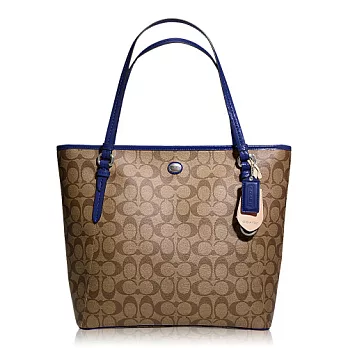 COACH 經典(直)款托特包_卡其/藍色