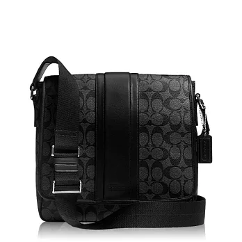 COACH Men’s Bags 經典直條紋造型斜背包_黑色