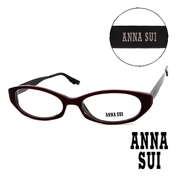 【Anna Sui 】日本安娜蘇 時尚質感金屬架造型平光眼鏡(酒紅) AS08801酒紅色