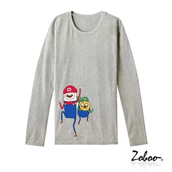 【男人幫 Man’s Shop】AZ055＊純棉【超級活寶兄弟長袖棉質T恤】灰色 兒童8號