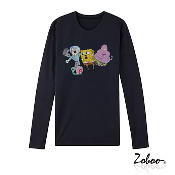 【男人幫 Man’s Shop】AZ056＊純棉[海綿活寶長袖棉質T恤]丈青色 兒童8號