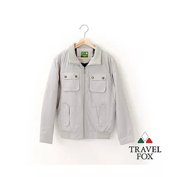 【Travel Fox 男裝】旅狐外套 雙口袋鋪棉夾克 -M煙雲灰