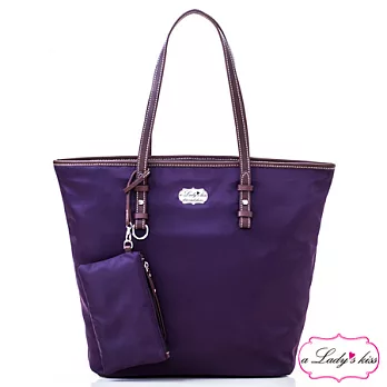 【a Lady ’s真皮】清新學院氣質附袋托特包(葡萄紫)