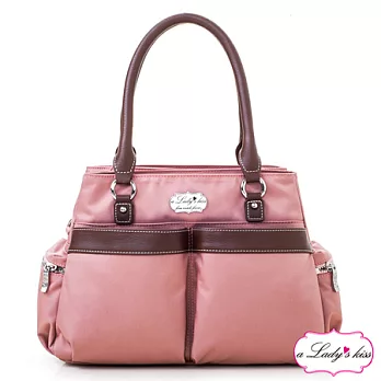 【a Lady ’s真皮】輕盈氣質滾邊雙袋多隔層三用包(D組)蜜桃淡粉